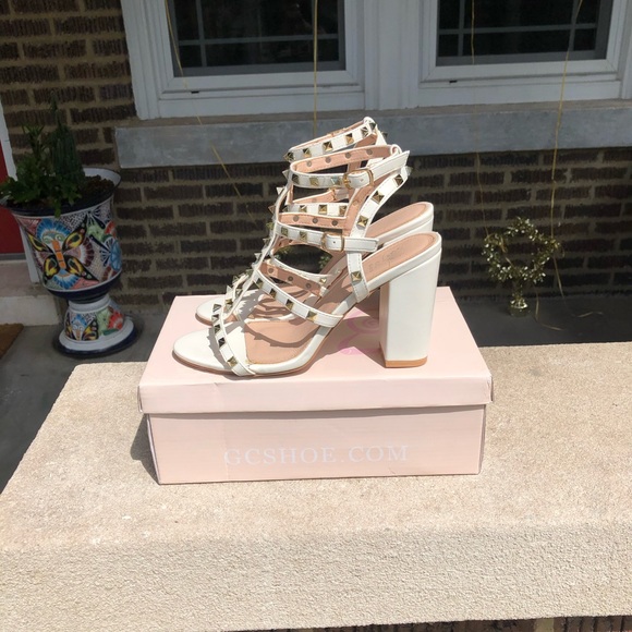 White Studded High Heels - Picture 5 of 7